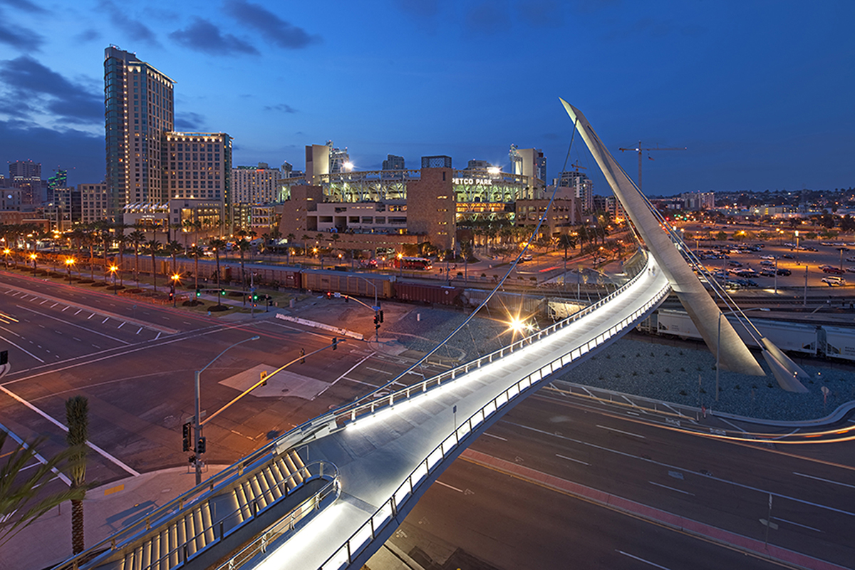 Harbor Drive Pedestrian Bridge in downtown San Diego by Safdie Rabines Architects